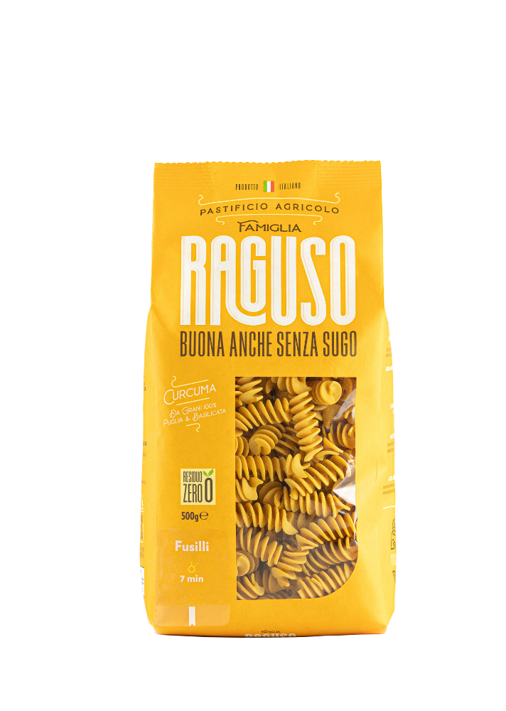 Fusilli pasta with turmeric