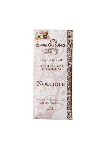 Vorrei Italian bar of rough ground Modican chocolate with hazelnuts