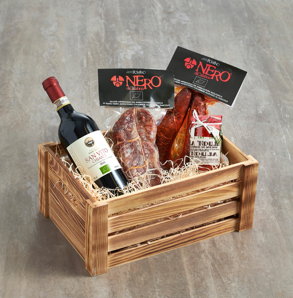 Calabrian Salami Hamper with Organic Red Wine